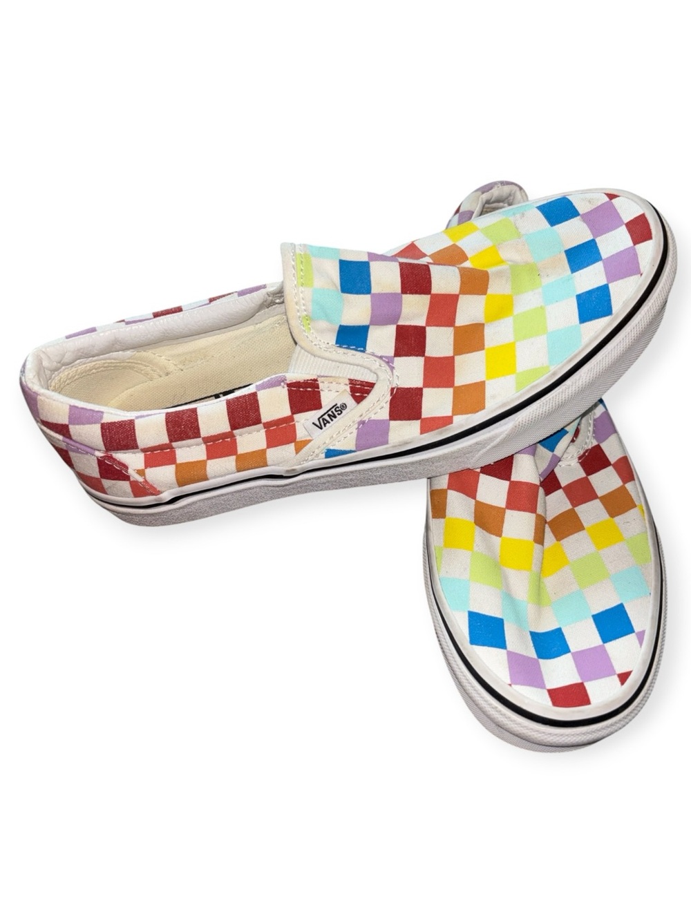 Vans Slip-On Rainbow Checkerboard Canvas Sneakers